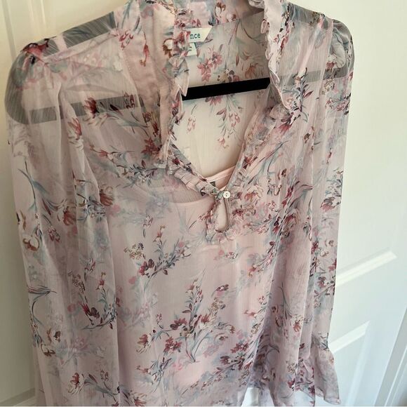 NWOT Sundance Double Layer Floral Long Sleeve Ruffle Blouse | size S - Picture 2 of 8